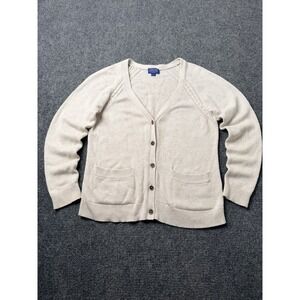 Womens Knit Pendleton Button Cardigan Beige Wool Blend, Size S